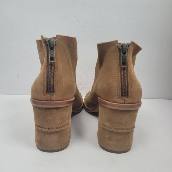 UGG Women's Brown Suede Peep Toe High Heel Ankle Boots S/N 1019996 US Size 8.5 - Picture 4 of 9